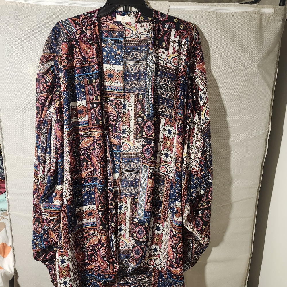 Boho Patchwork Kimono Cardigan - Multicolor